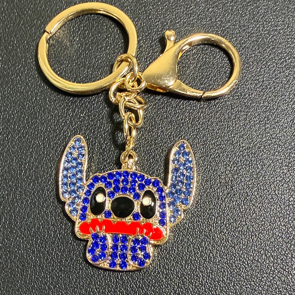 Blue Crystal Stitch Keychain purse charm